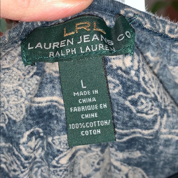 LRL Blue 1/4” sleeve Pheasant top shirt large - Picture 5 of 8